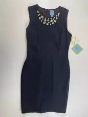 CeCe Women’s Black Sleeveless Champagne Soirée Dress Gemmed Neckline 8