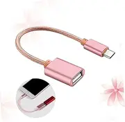 LIFKICH Type C to USB Adapter Cable OTG Cable for Fast Data Transfer and Charging Durable Braided Design Compatible with Smartphones Laptops and USB Peripherals Rose Gold Random Color