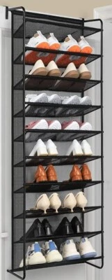 HSN 10-Tier Over The Door Shoe Organizer Hanging Shoe Metal / Mesh MM