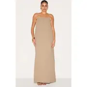 Plus Mushroom Floaty Woven Bandeau Maxi Dress, Mushroom