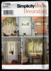 UNCUT Sewing Pattern-Simplicity Home Decorating-7986-Window Treatments-Curtains