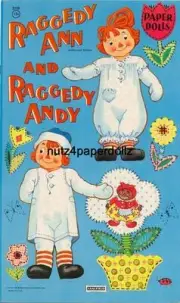 VINTAGE 1960S RAGGEDY ANN ANDY & MARCELLA PAPER DOLL ~LASER REPRO~ORG SIZE UNCUT