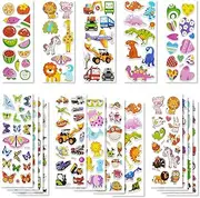 BEESTECH 24 Sheets 500 + Stickers for Kids, Toddlers 2,3,4 Years Old, Teacher Reward Stickers, Potty Training Stickers Bulk with Dinosaur Animal Traffic, Sticker Book Included