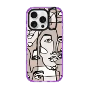 iPhone 16 Pro Impact Ring Stand Case MagSafe Compatible FACE MOSAIC SKETCH 3 LIGHT SKIN IPHONE, ABSTRACT MINIMAL PEOPLE MEN ILLUSTRATION By Ebi Emporium