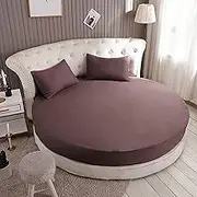 Round Sheets Fitted, Noiseless Breathable Mattress Cover, 8"-21" Fitted Deep Pocket Mattress Protector Pad Cover - Cooling Smooth Soft,A,Diameter200cm(79inch)