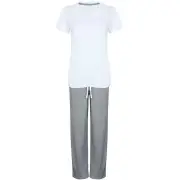 Towel City Womens Heather Long Pyjama Set (White/Heather) - PC6088