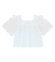 [Stella McCartney Kids] Stella McCartney Kids Embroidered cotton top Y 3 blue