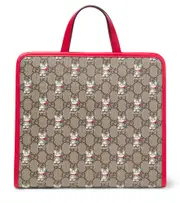 [Gucci Kids] Gucci Kids GG leather-trimmed canvas tote bag One Size beige