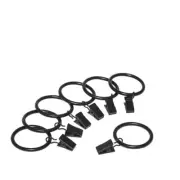 20pcs Vintage Rustproof Drapery Ring with Hook Curtain Clip Ring (Black)