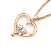 9ct Rose Gold Diamond Heart Pendant