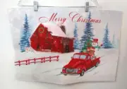 Merry Christmas Bathmat Bathroom Decor Red Truck Farmhouse Tree