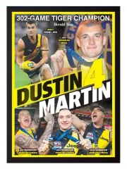 Framed 2024 Richmond Tigers AFL Retirement Poster - Dustin Martin - 62cm x 44cm