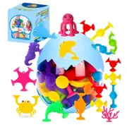 27Pcs Suction Toys Montessori Suction Cup Toy with Egg Shell Silicone Sucker