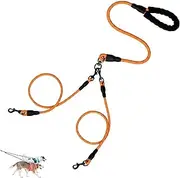 Double Bungee Leash - 1st Step Training Tool,Double Bungee Dog Leash, for Two Dogs, for Running Walking Training, No Tangle (Orange)