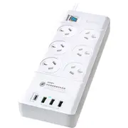SANSAI PAD8066 6 Way Powerboard With USB-C Surge Protection