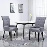 Dining Chair with Armrests Light Grey Fabric,Kitchen & Dining Room Chairs-248460