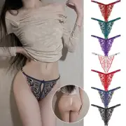 Ladies Embroidered Panties Flashing Diamond Waist Adjustable Sexy Open Crotch