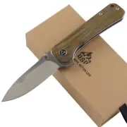 QSP Hawk Linerlock Folding Pocket Knife with Pocket Clip Verawood Handle QS131D