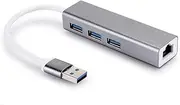 ASHATA Richer-R USB RJ45 Adapter,DM-HE83 Aluminium Alloy Wired Networking Card 100M USB + 3.0 HUB Adapter USB to RJ45,USB to RJ45 Ethernet Converter with Low Power Consumption