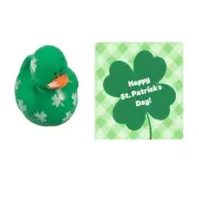 Happy St Patrick's Day Mini Tiny 2" Irish Shamrock Rubber Ducks With Cards Pa...