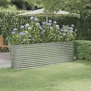 Garden Raised Bed Powder-Coated Steel 224x40x68 cm Silver,Pots & Planters-318902