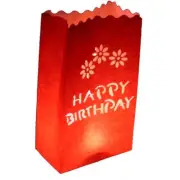 50 Pack Red Happy Birthday Luminary Paper Candle Tea Light Lantern Bags Garden A