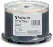 DVD-R 4.7GB 50Pk Gold Archival Grade HC 8X