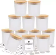 12 Pack Glass Candle Jars-10oz Empty Candle Jars with Bamboo Lid - VARIOUS COLOR
