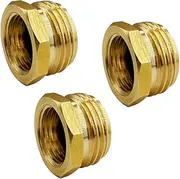 GESHATEN 1/2'' G Thread (BSP) Female to 3/4'' GHT Male Connector, Brass BSP to Garden Hose Adapter, Industrial Metal Brass G Thread to Garden Hose Connect (3 Pack) (12bspf34ghtm)