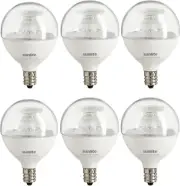 6Pack G16.5 Dimmable Clear Globe Light Bulb, E12 Candelabra Base, 5W(40W), 4000K