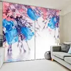 Blue Flower Ball Lump 3D Curtain Blockout Photo Printing Curtains Drape Fabric
