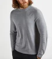 Ted Baker Men Light Knit Foundit Gray Wool Blend Crewneck Sweater 7 3XL $175 NEW