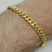 Mens 6.1mm 10k Real Yellow Gold Miami Cuban Curb Chain Bracelet. 8 1/2" 8.30gr