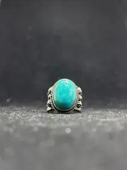Native American Navajo Royston turquoise Sterling Silver feather Ring Size 5.5