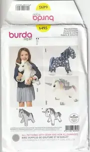 Burda Sewing Pattern 6495 Unicorn and Horse Stuffed 12" Toys