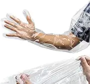 50 Pack Waterproof Arm Cast Cover for Showering Long Arm Cast Protector Gloves PICC Line Shower Bath Cover After Shoulder Surgery Hands Wrists Elbow Finger Wound Care Disposable Adult Transparent