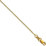 [JewelryWeb] 14k Solid Yellow Gold 1mm Sparkle Cut Oval Link Chain Necklace Chain-Necklace for Women and Men