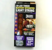 Halloween 10 LED Light String Pumpkins Battery Operated Timer 3 Modes