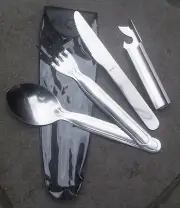 4 PIECE KFS CHOW KIT - KNIFE, FORK, SPOON CAN OPENER NEW MADE WITH POUCH CAMPING
