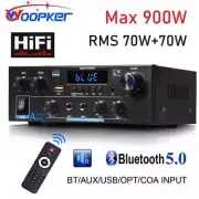 900W Max 2.0 Channel Rated 70W+70W Bluetooth Audio Hifi AMP Music Player Support