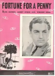 BLUE BARRON "FORTUNE FOR A PENNY" SHEET MUSIC-PIANO/VOCAL/CHORDS-1943-RARE-NEW!!