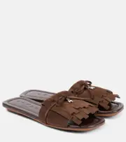 [Hogan] Hogan H685 fringed suede slides AU 4.5 brown