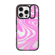 iPhone 16 Pro Impact Ring Stand Case MagSafe Compatible Transparent Marble Trippy Wavy Swirl Pink Spiral Warp Twirl 70s Psychedelic Acid Groovy Abstract Pattern