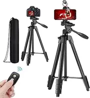 Phone Tripod, Lightweight Travel Smartphone Tripod Stand Mount 57 Inch Adjustable with Remote Shutter for iPhone, 3.5 to 7in Smartphone Camera DSLR GoPro, Video Recording, Live Streaming