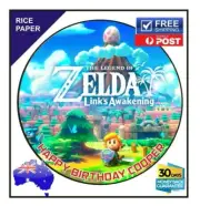 Zelda EDIBLE Rice Paper Image BIRTHDAY CAKE TOPPER Personalised 19cm round