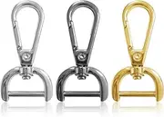 [HAIKING] Replacement Detachable D-Rings, 3 Pcs Detachable Snap Hook Swivel Clasps for Backpack, Handbag Hardware Replacement (1.88 * 0.59in)
