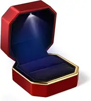 [Generic] (Ring Box, Red) - Luxury Ring Box, Square Velvet Wedding Ring Case Jewellery Gift Box
