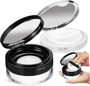 Baluue 2pcs 20g Elastic Mesh Flip-top Black Loose Box + 3g Thin Silver Cosmetics Blush Case Bottles Travel Containers Empty Container Dust Puff Plastic