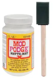 Mod Podge Matte Finish 8oz waterbase sealer, glue & finish + 1" foam brush