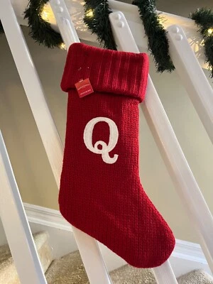 MONOGRAM LETTER "Q” RED/WHITE KNIT XMAS STOCKING 18" Wondershop Target